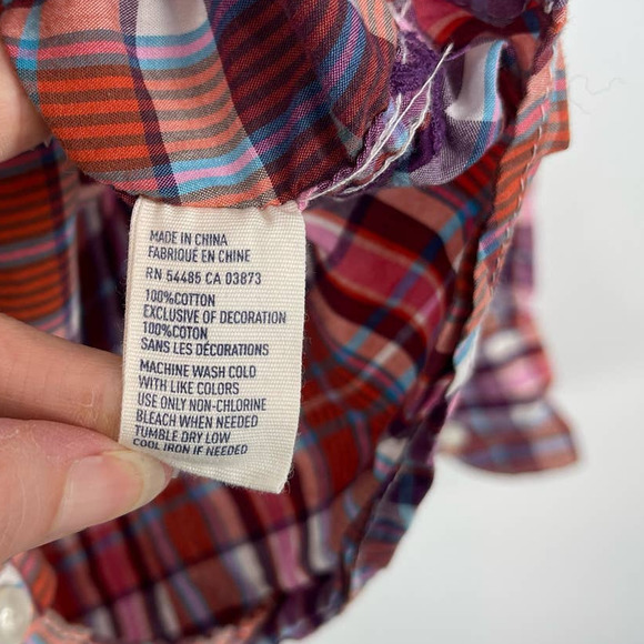 American Eagle Plaid Button Up Blouse Top - Picture 6 of 6